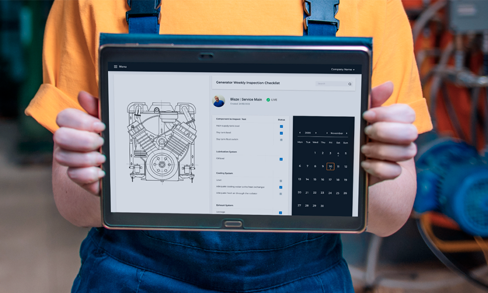 Inspection management software on a tablet screen